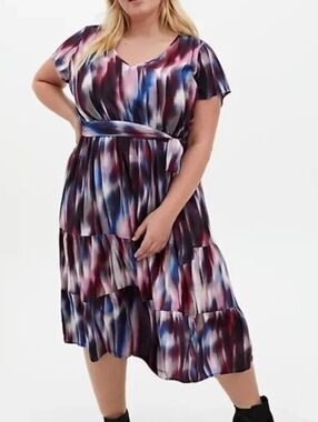 Torrid Purple and Blue V-Neck Midi Dress